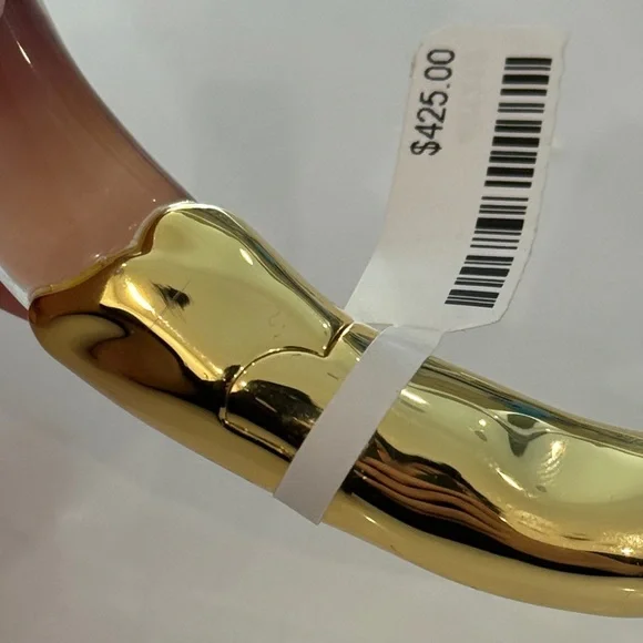 Alexis Bittar Clear and Gold Hinged Acrylic Necklace
